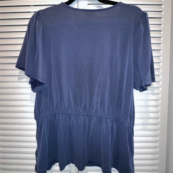 Lucky Brand Blue V-Neck baby doll Women's Top - Picture 2 of 4